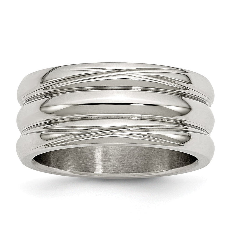 Edelstahl Poliert 10mm Gerillt Ring