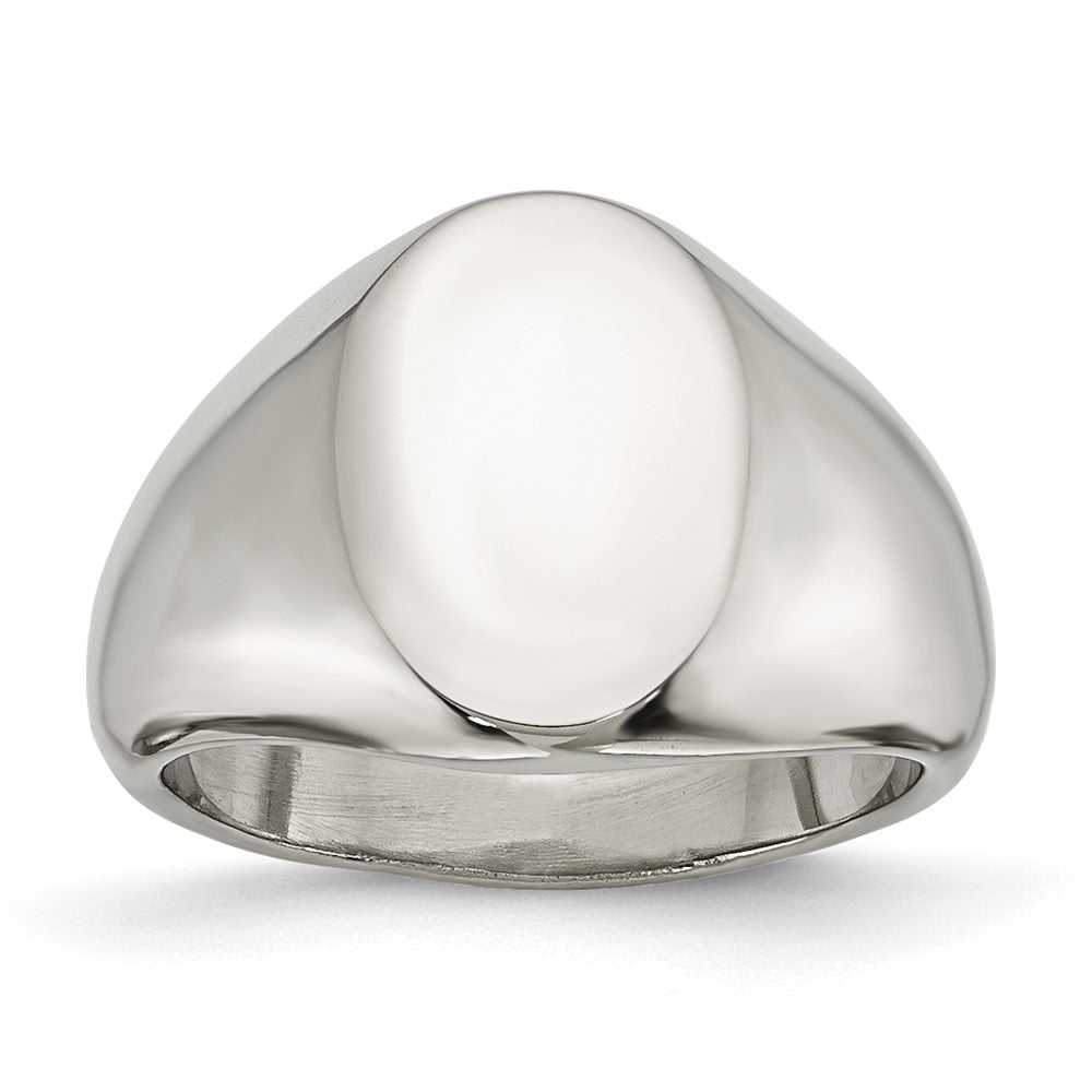 Edelstahl Poliert Oval Siegel Ring