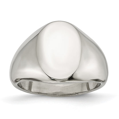 Edelstahl Poliert Oval Siegel Ring