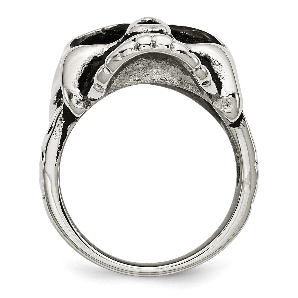 Edelstahl Antikisiert und Poliert Totenkopf Ring (size 12 Nur)