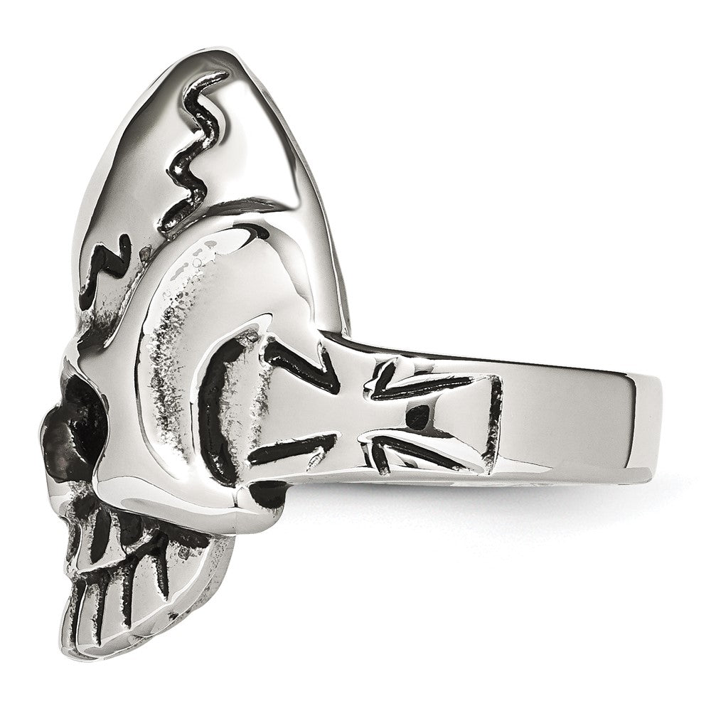 Edelstahl Antikisiert und Poliert Totenkopf Ring (size 12 Nur)