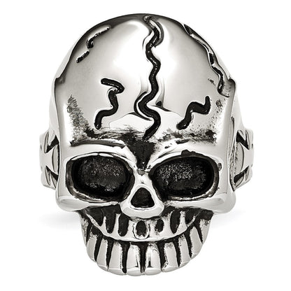 Edelstahl Antikisiert und Poliert Totenkopf Ring (size 12 Nur)