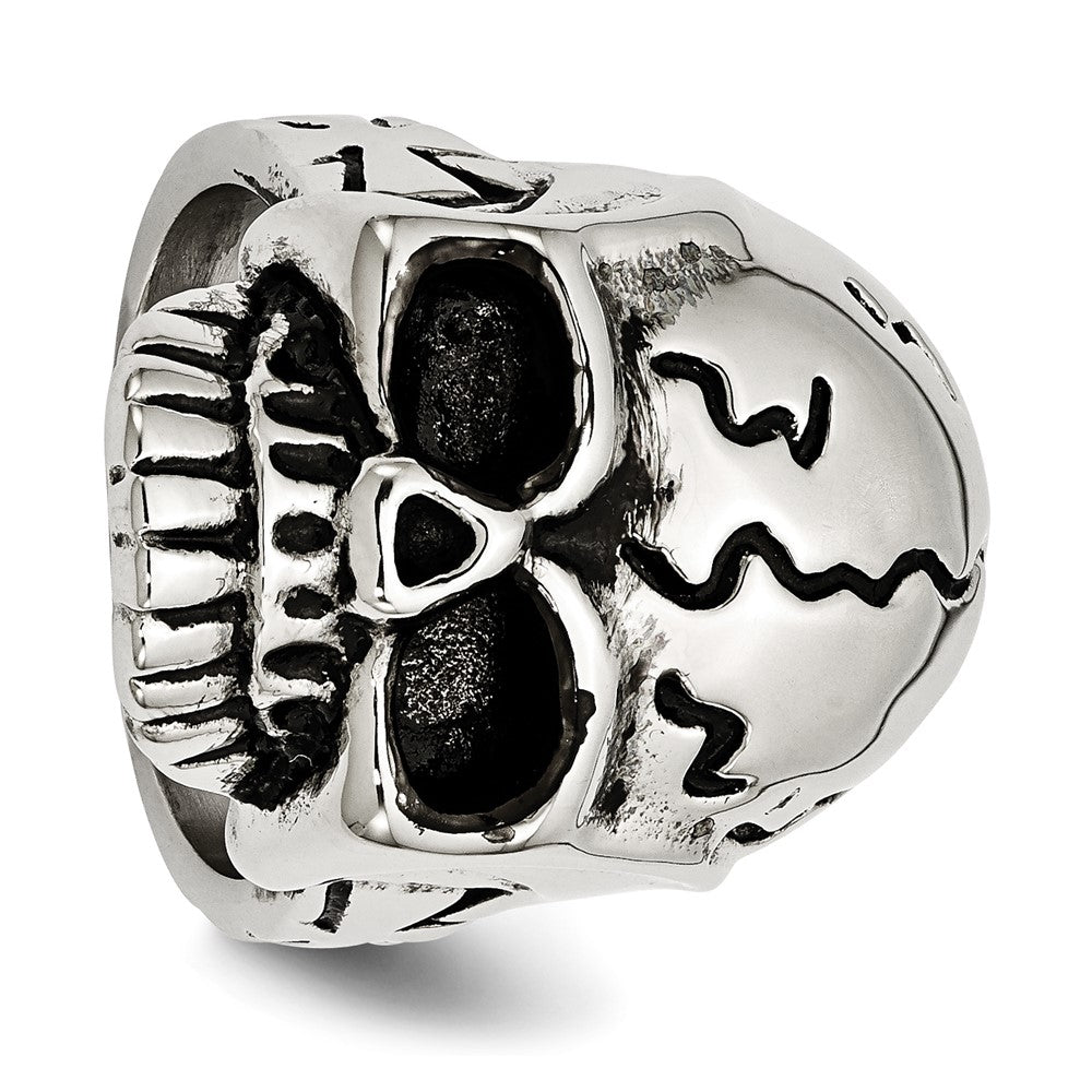 Edelstahl Antikisiert und Poliert Totenkopf Ring (size 12 Nur)