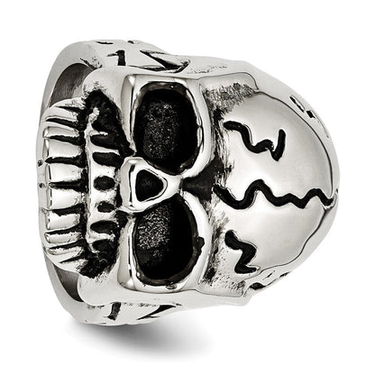 Edelstahl Antikisiert und Poliert Totenkopf Ring (size 12 Nur)