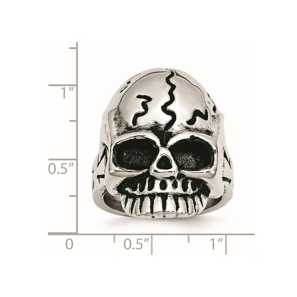 Edelstahl Antikisiert und Poliert Totenkopf Ring (size 12 Nur)