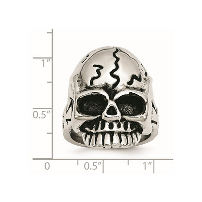 Edelstahl Antikisiert und Poliert Totenkopf Ring (size 12 Nur)