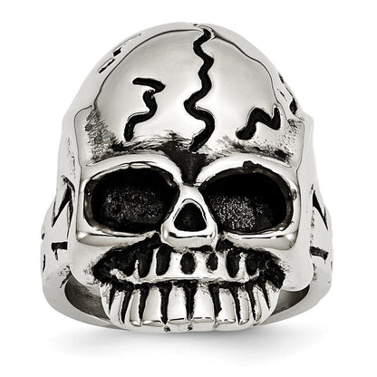 Edelstahl Antikisiert und Poliert Totenkopf Ring (size 12 Nur)