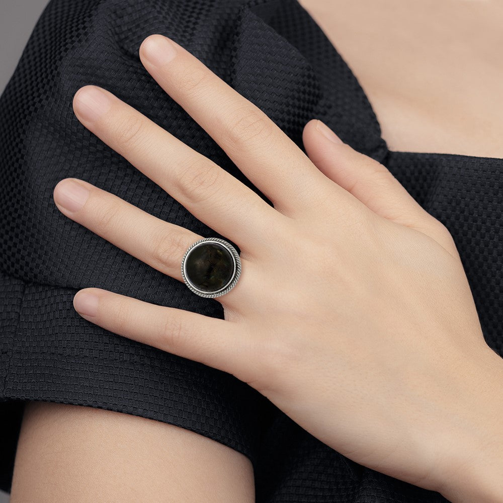 Edelstahl Poliert Labradorite Strukturiert Ring