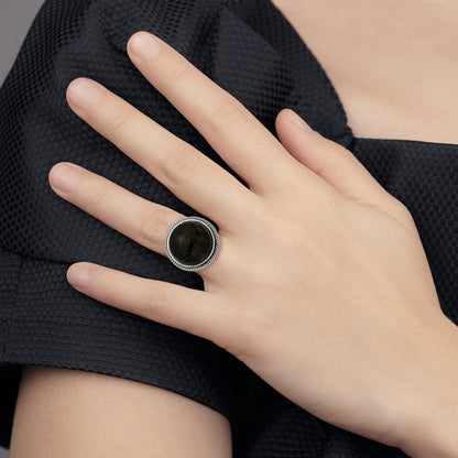 Edelstahl Poliert Labradorite Strukturiert Ring