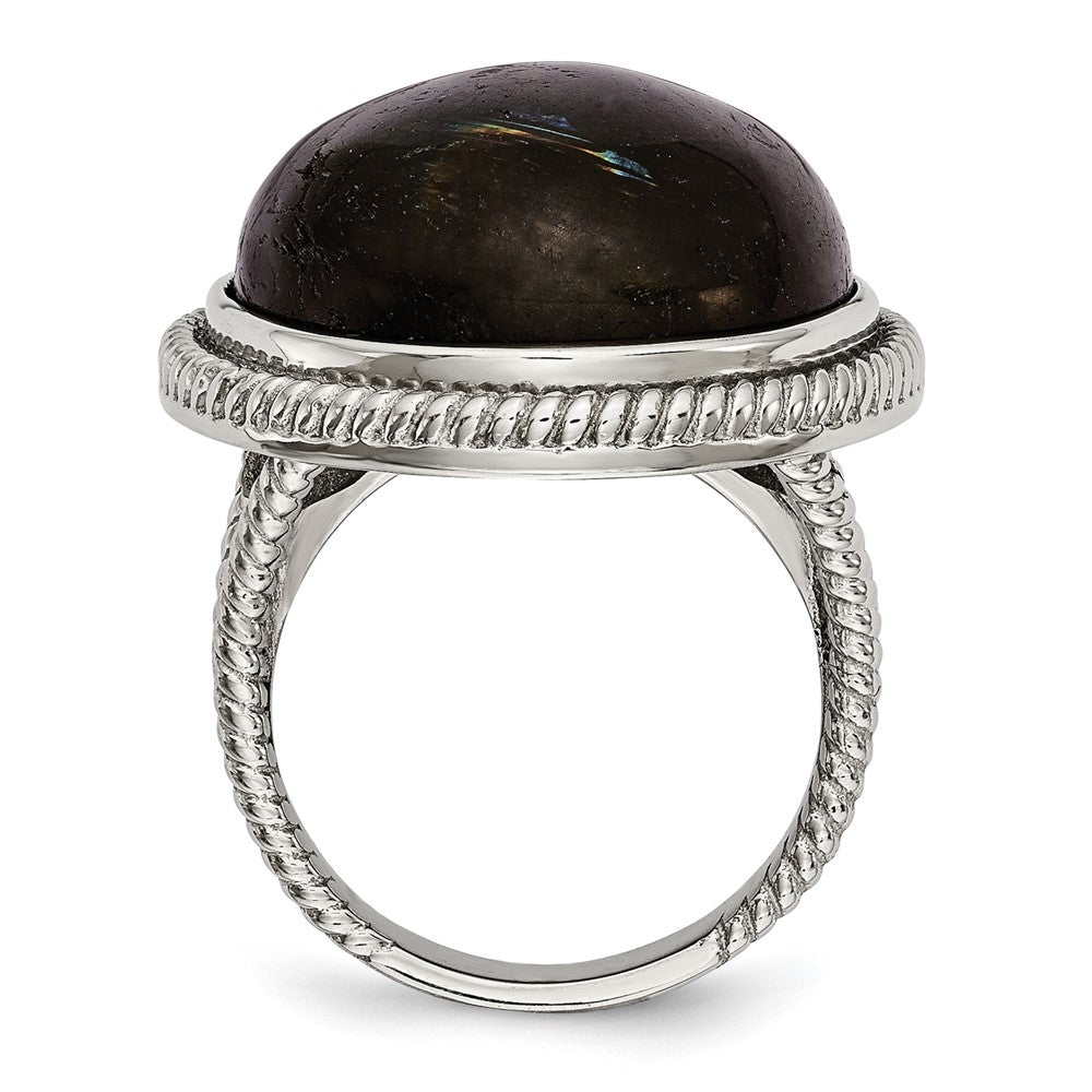 Edelstahl Poliert Labradorite Strukturiert Ring