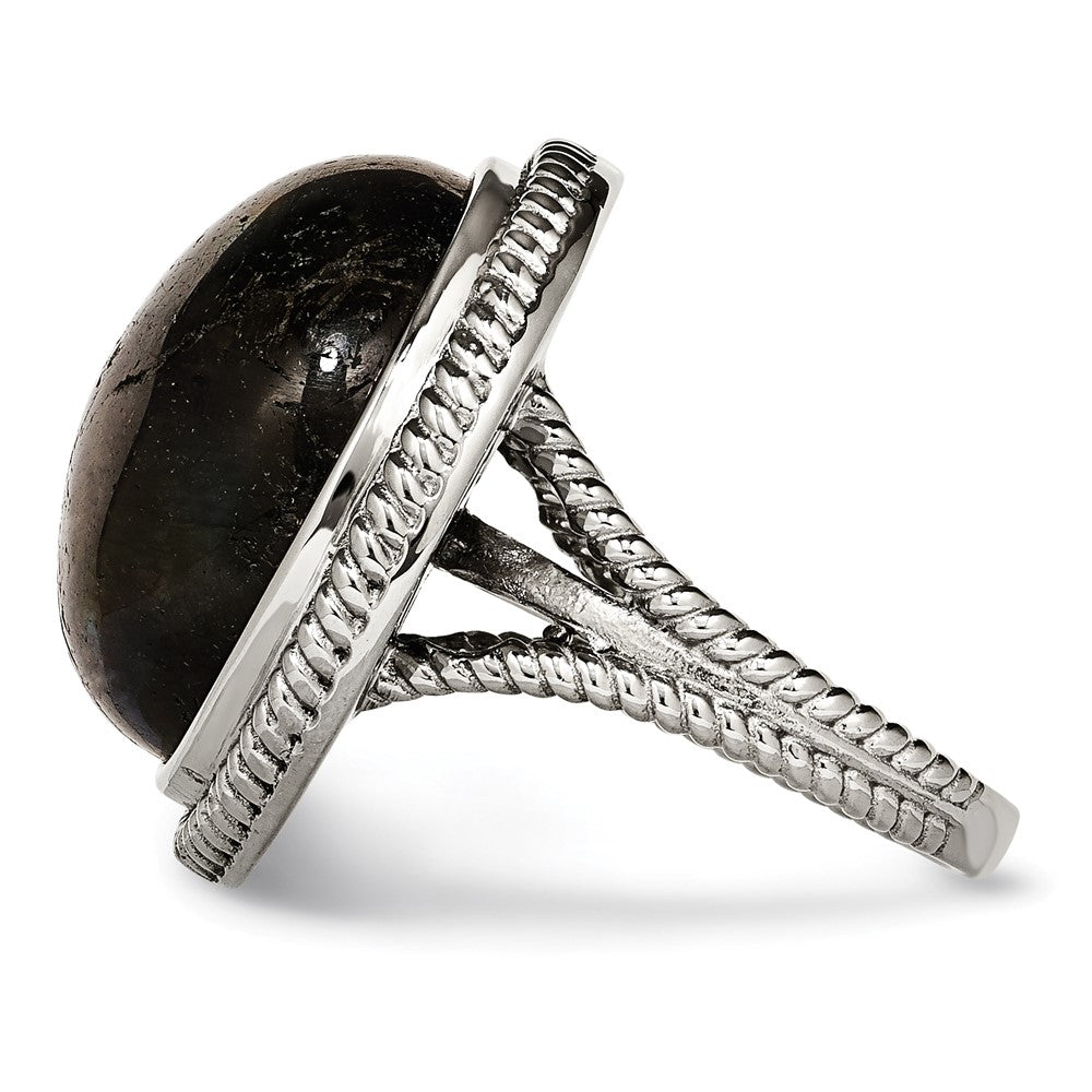 Edelstahl Poliert Labradorite Strukturiert Ring