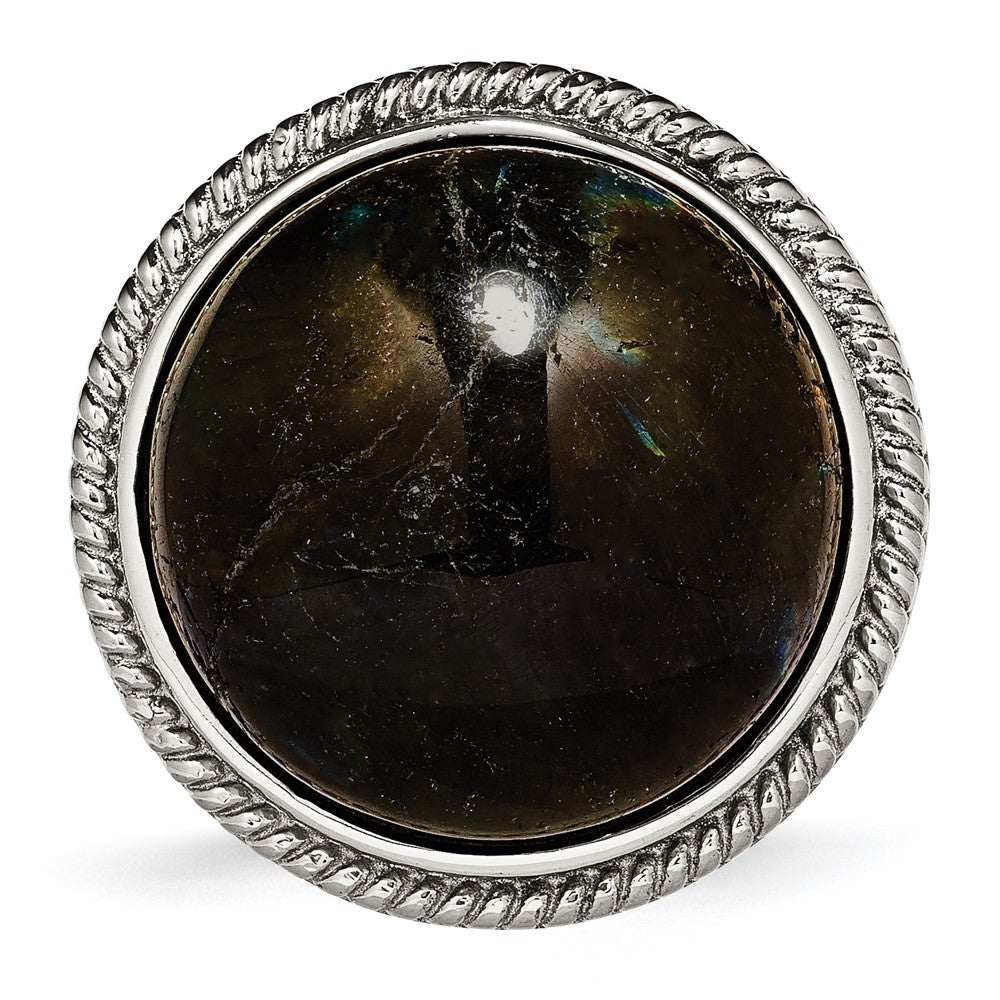 Edelstahl Poliert Labradorite Strukturiert Ring