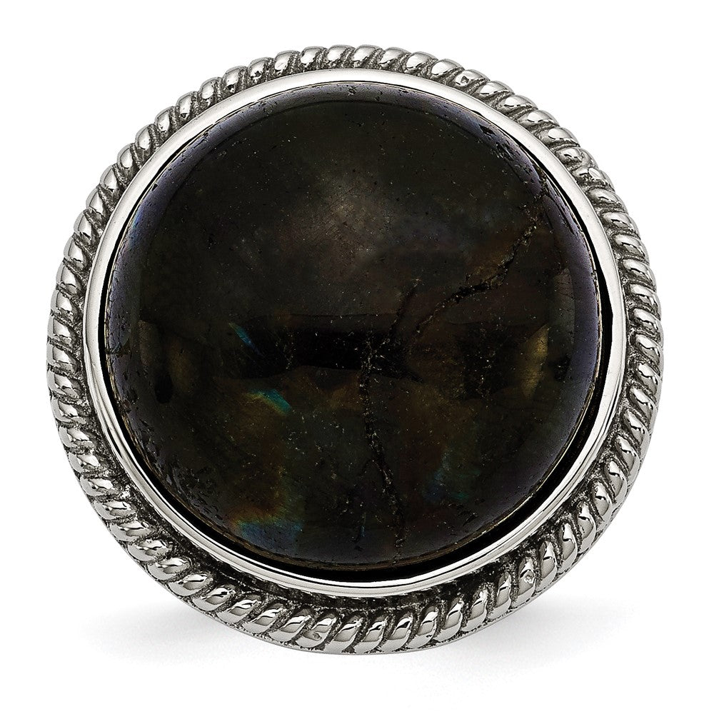 Edelstahl Poliert Labradorite Strukturiert Ring