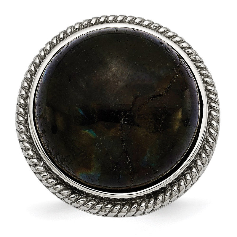Edelstahl Poliert Labradorite Strukturiert Ring