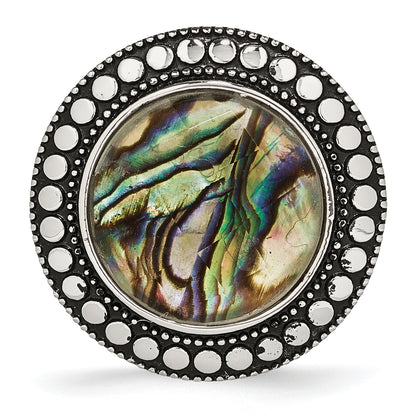 Edelstahl Antikisiert und Poliert Imitat Abalone Ring