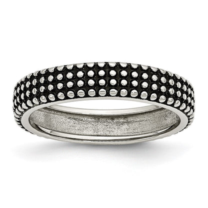 Edelstahl Poliert und Antikisiert 5mm Ring