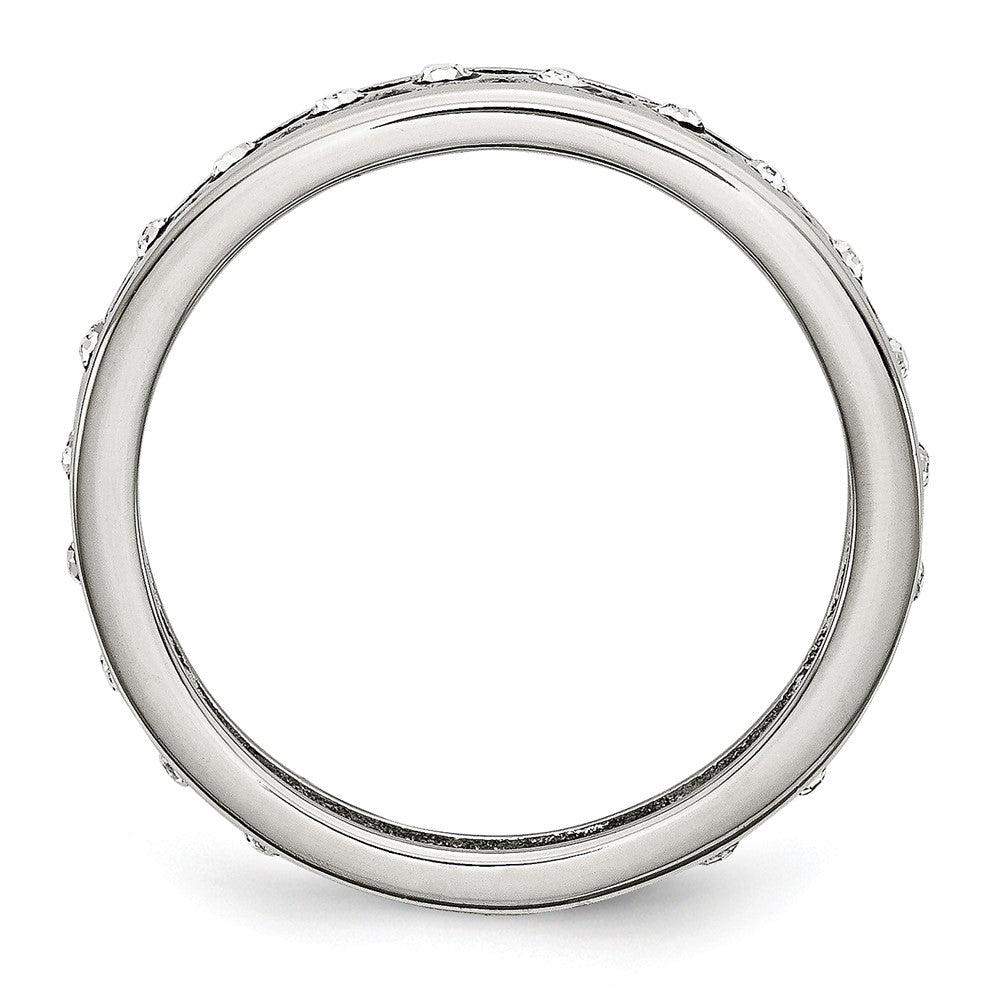 Edelstahl Poliert Kristall 4.5mm Ring
