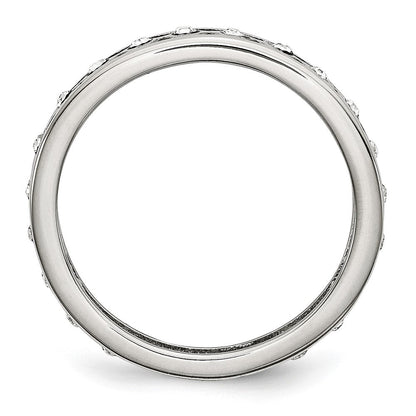 Edelstahl Poliert Kristall 4.5mm Ring