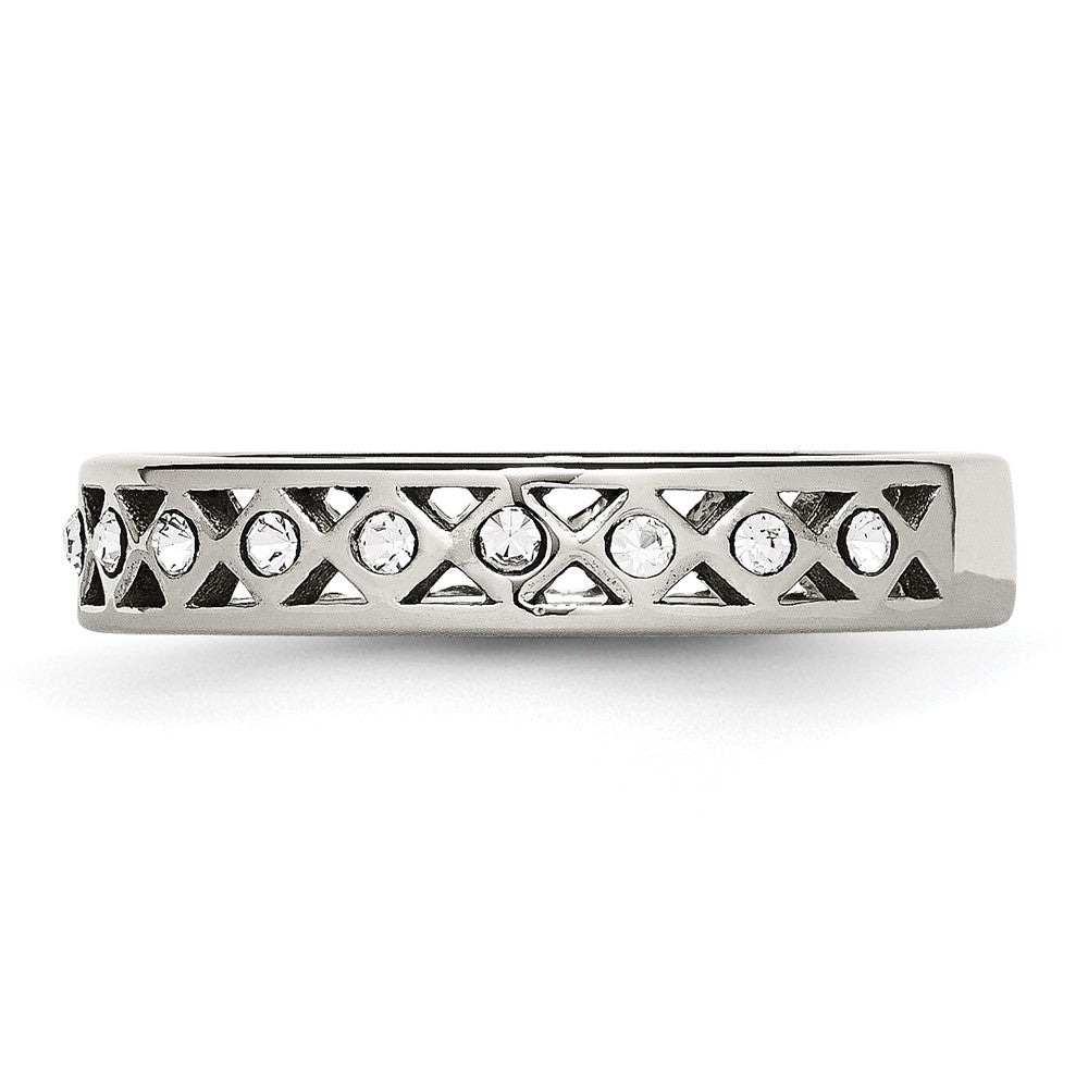 Edelstahl Poliert Kristall 4.5mm Ring
