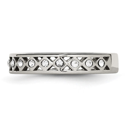 Edelstahl Poliert Kristall 4.5mm Ring
