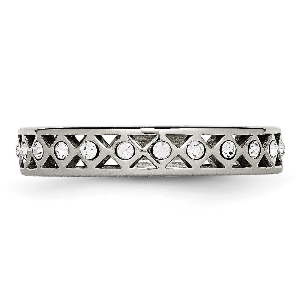 Edelstahl Poliert Kristall 4.5mm Ring