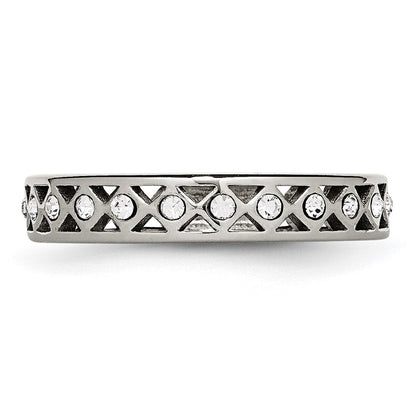Edelstahl Poliert Kristall 4.5mm Ring