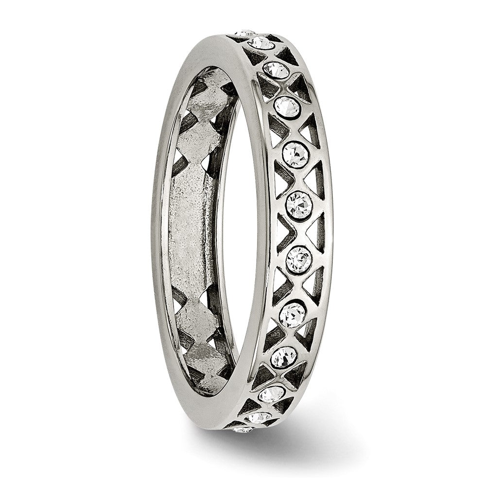Edelstahl Poliert Kristall 4.5mm Ring