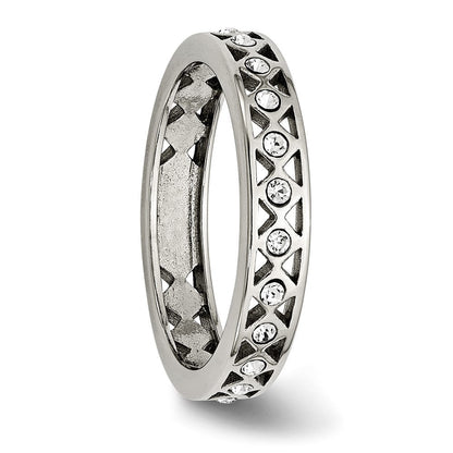Edelstahl Poliert Kristall 4.5mm Ring