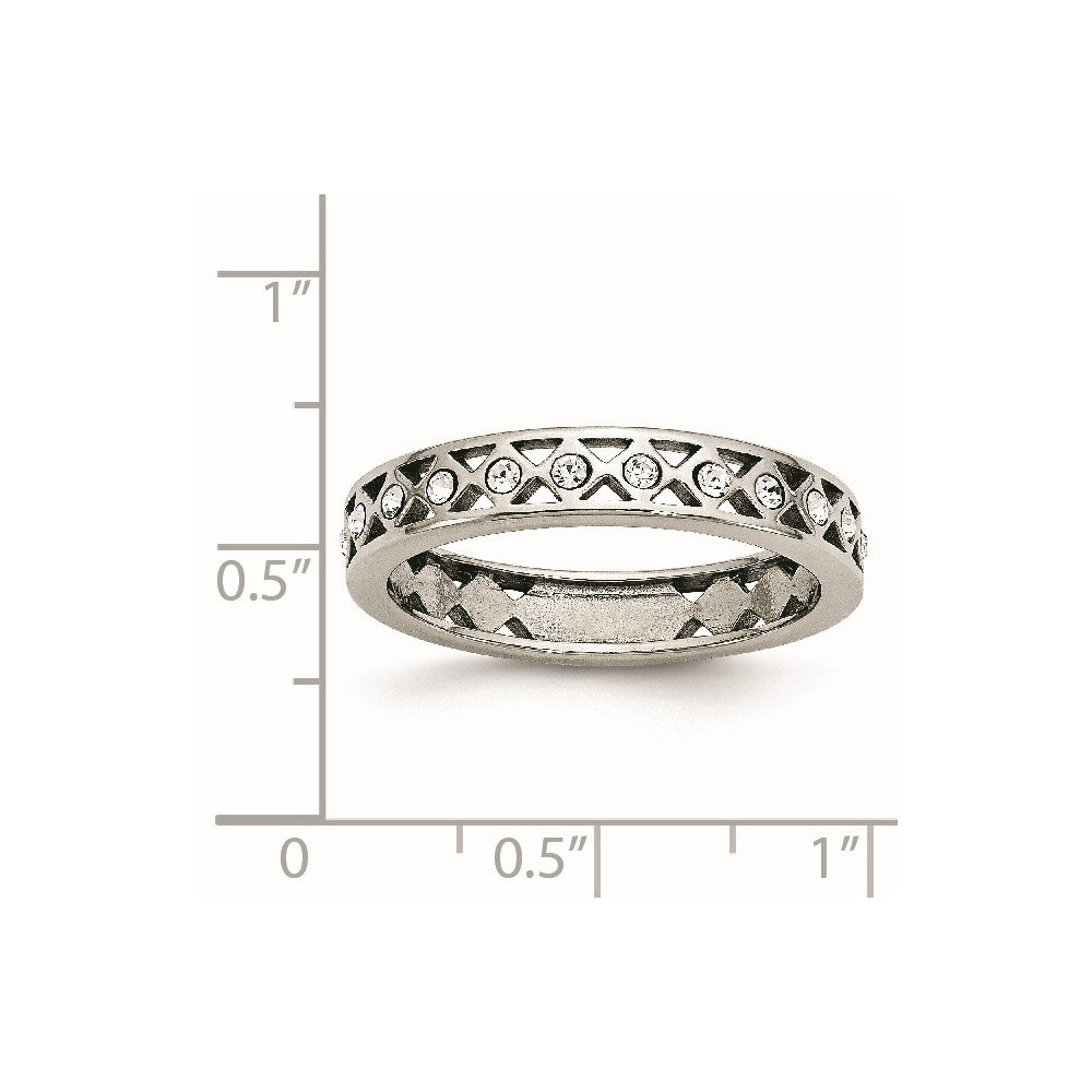 Edelstahl Poliert Kristall 4.5mm Ring