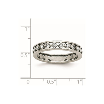 Edelstahl Poliert Kristall 4.5mm Ring