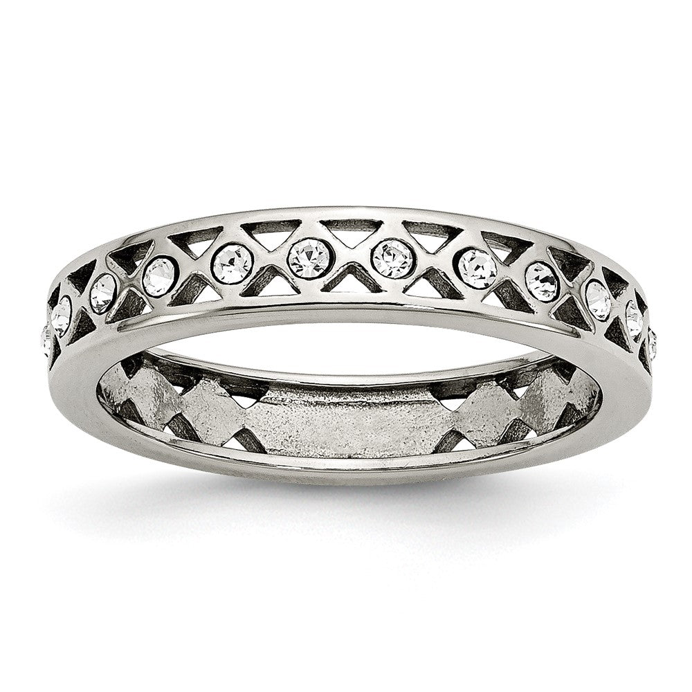 Edelstahl Poliert Kristall 4.5mm Ring