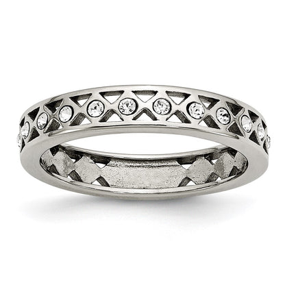 Edelstahl Poliert Kristall 4.5mm Ring