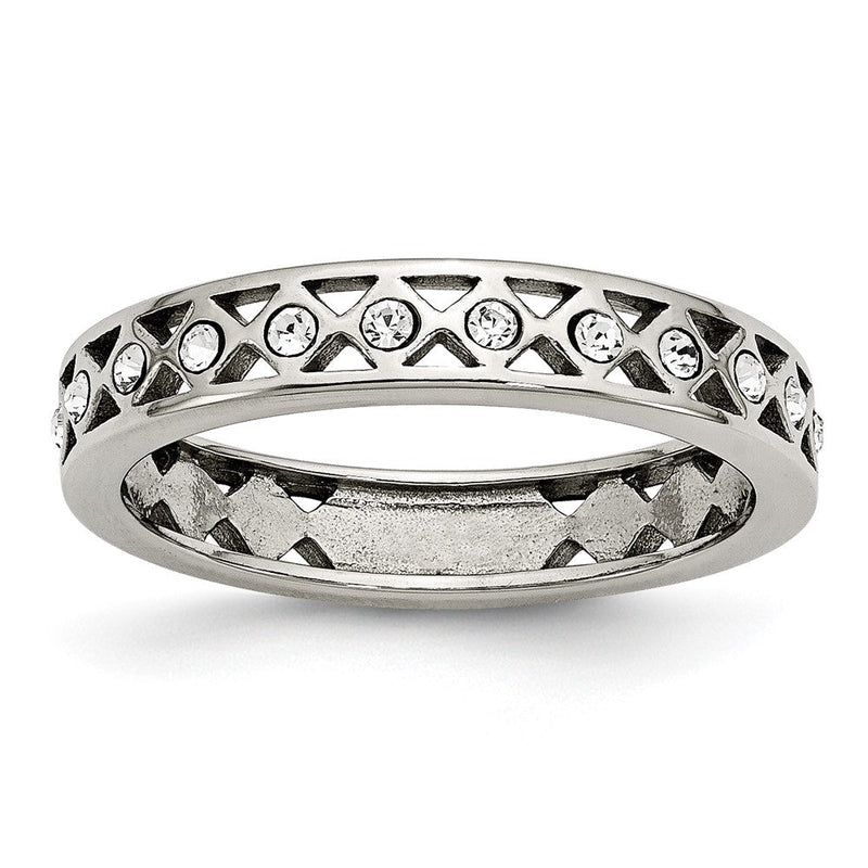 Edelstahl Poliert Kristall 4.5mm Ring