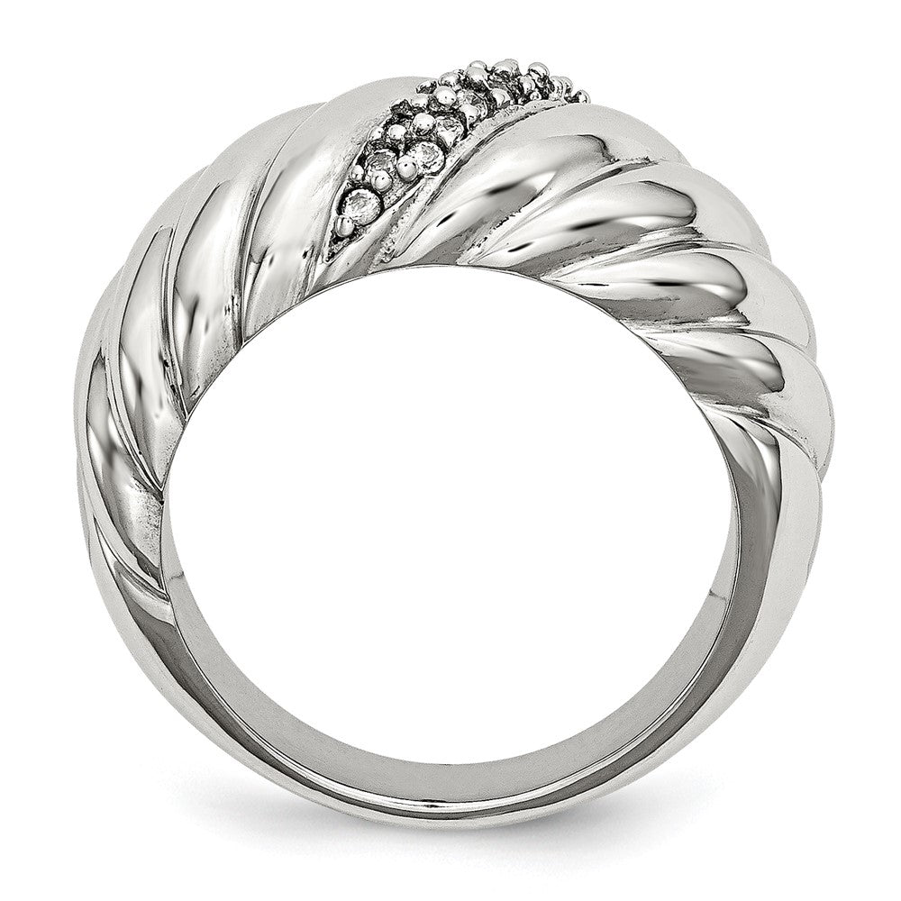 Edelstahl Poliert Zirkonia Ring