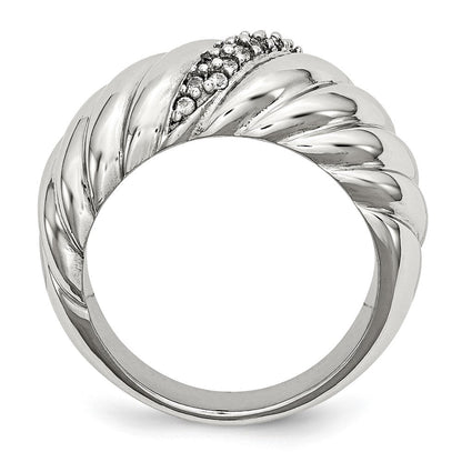 Edelstahl Poliert Zirkonia Ring