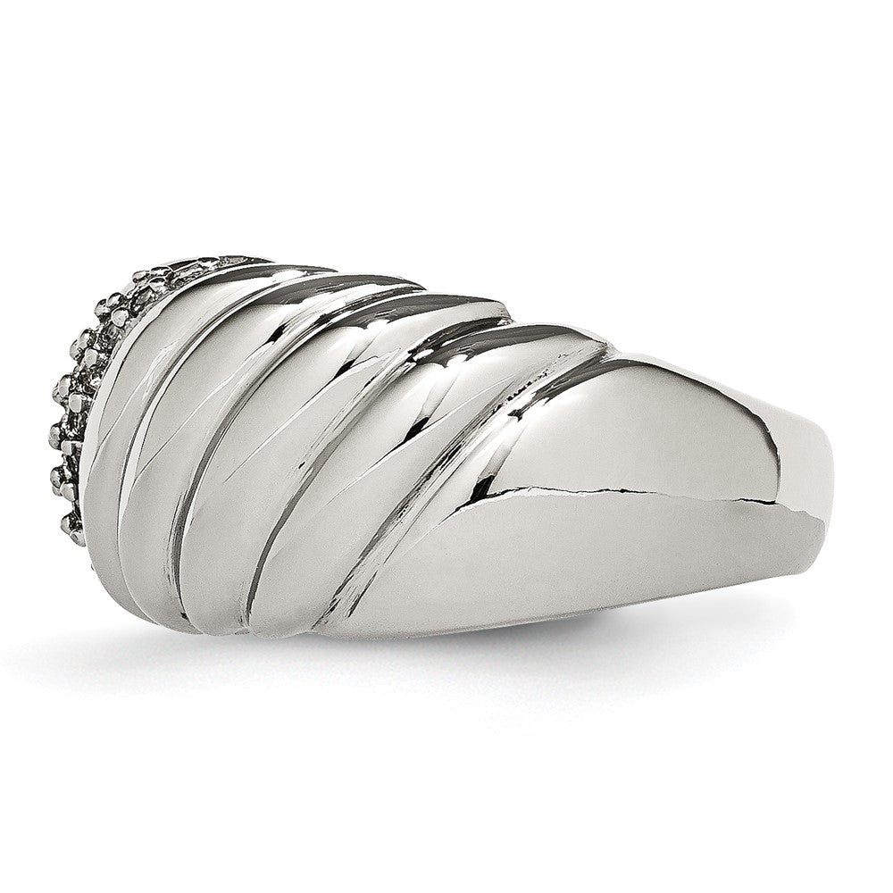 Edelstahl Poliert Zirkonia Ring