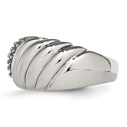 Edelstahl Poliert Zirkonia Ring