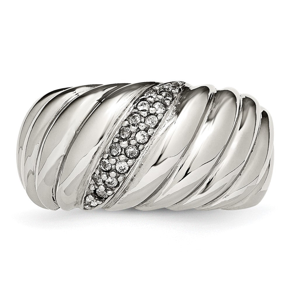 Edelstahl Poliert Zirkonia Ring