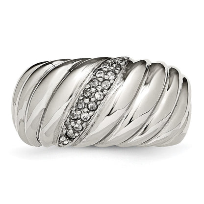 Edelstahl Poliert Zirkonia Ring