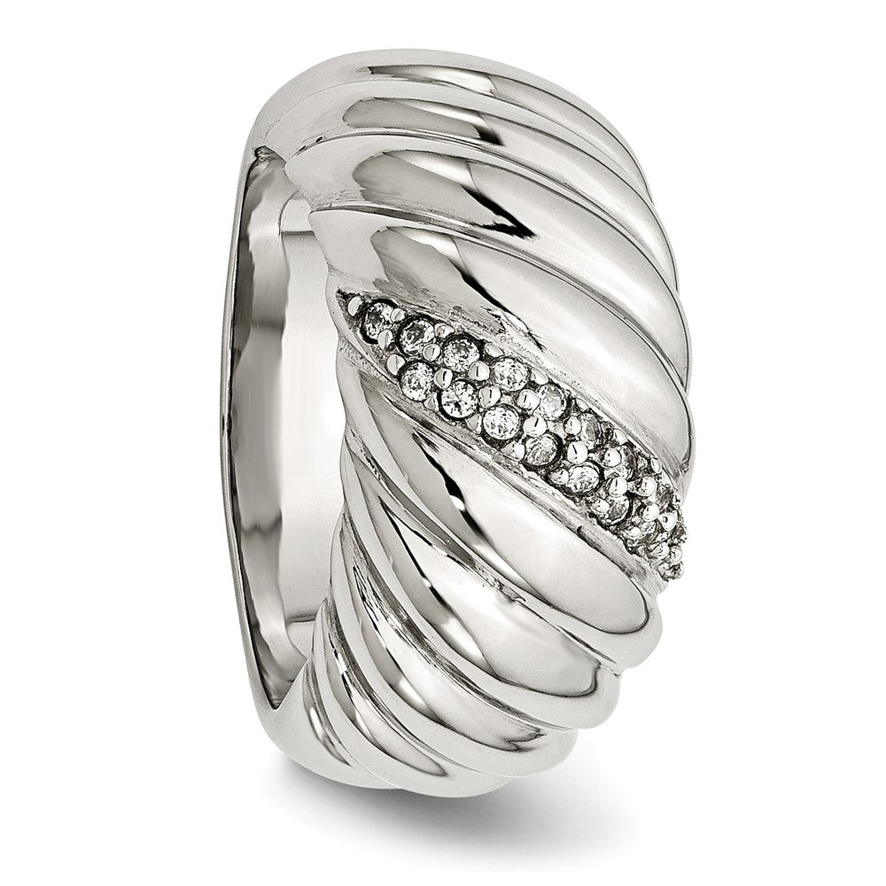 Edelstahl Poliert Zirkonia Ring