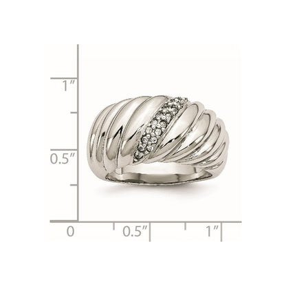 Edelstahl Poliert Zirkonia Ring