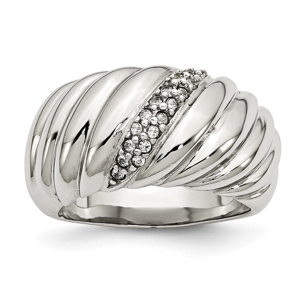 Edelstahl Poliert Zirkonia Ring