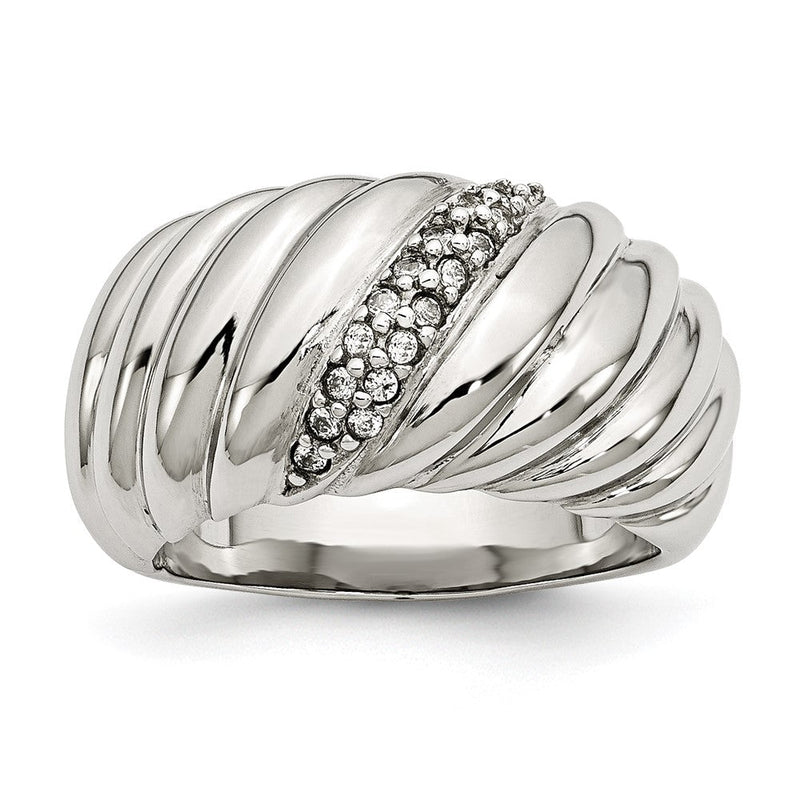 Edelstahl Poliert Zirkonia Ring