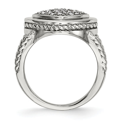 Edelstahl Poliert Zirkonia Quadratisch Ring (size 6 Nur)