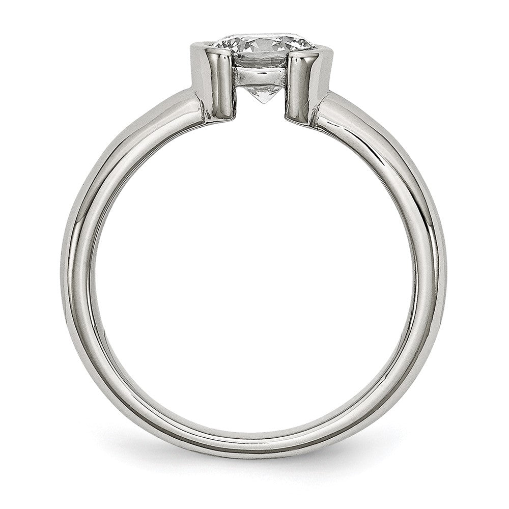 Edelstahl Poliert Zirkonia Ring (size 9 Nur)