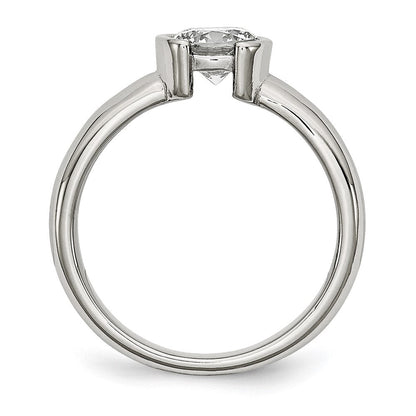 Edelstahl Poliert Zirkonia Ring (size 9 Nur)