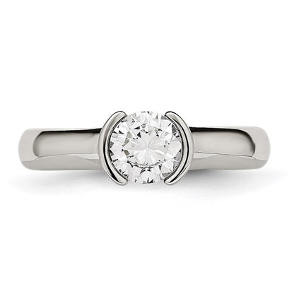 Edelstahl Poliert Zirkonia Ring (size 9 Nur)