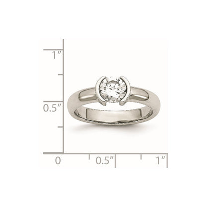 Edelstahl Poliert Zirkonia Ring (size 9 Nur)