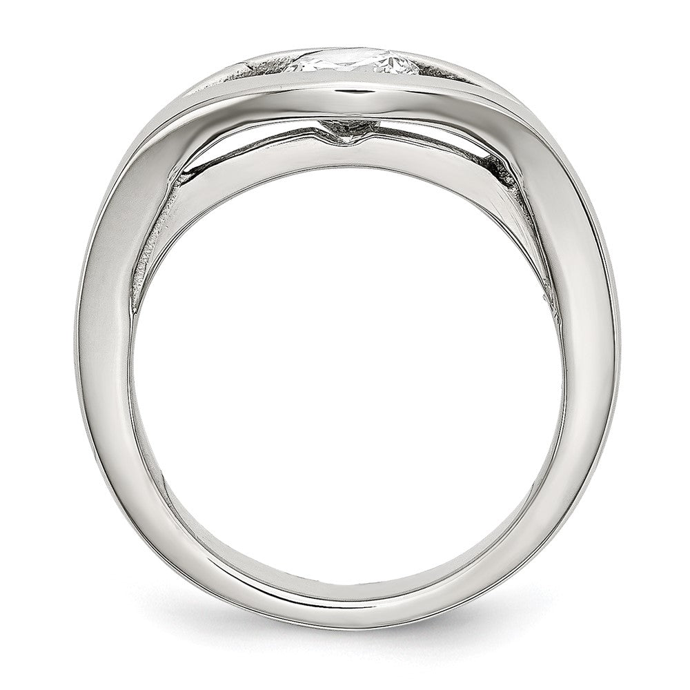 Edelstahl Poliert Zirkonia Ring