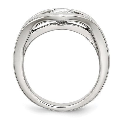 Edelstahl Poliert Zirkonia Ring
